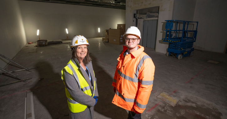 Cllr Karen Allison, Durham Cabinet member for leisure, tourism, regeneration and high street, and Cllr Joe Quinn, Cabinet member for planning, investments and assets, inside The Light building.
